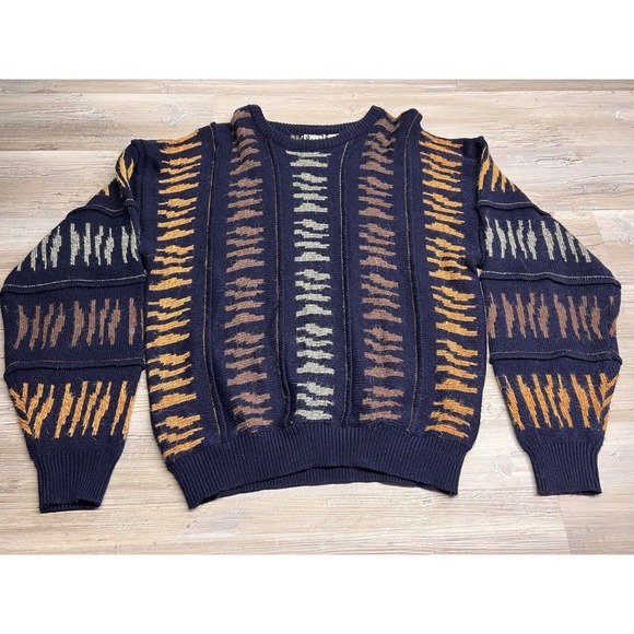 Other - Vintage 3D Textured Knit Sweater Multicolor 90s‎ Cosby Biggie K. Cosa XL Hip Hop